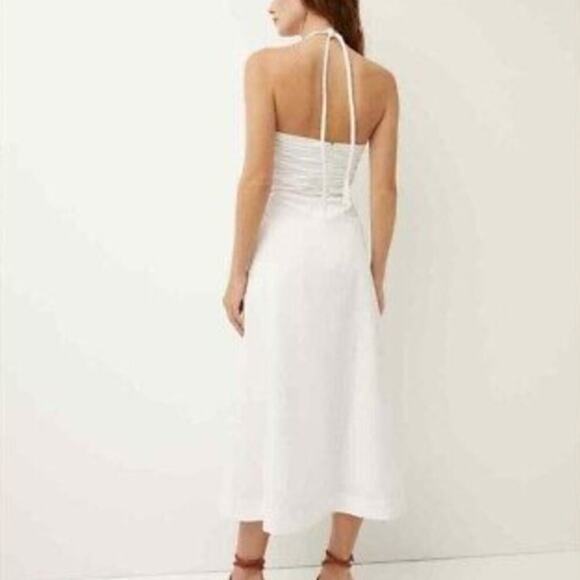 Veronica Beard Tucker Ruched Halter Midi-Dress - Picture 2 of 9